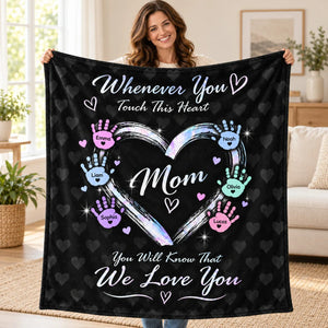 Person holding the handprint heart personalised blanket