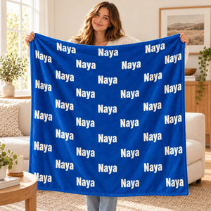 Person holding the Name Everywhere personalised blanket