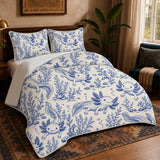 Blue Toile Axolotl Quilt Set