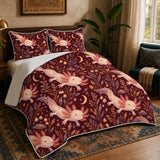 Burgundy Night Axolotl Quilt Set
