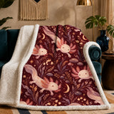 Burgundy Night Axolotl Sherpa Blanket