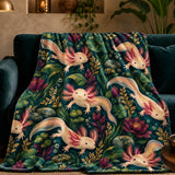 Jewel Botanical Axolotl Fleece Throw Blanket