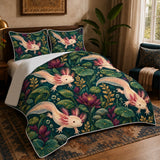 Jewel Botanical Axolotl Quilt Set