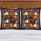 Bookshelf Nap Cats Pillow Sham Set