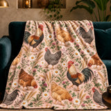 Blush Meadow Chicken Fleece Throw Blanket