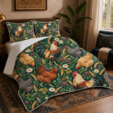 Jewel Botanical Chicken Quilt Set