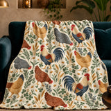 Scandinavian Folk Chicken Fleece Throw Blanket