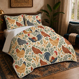 Scandinavian Folk Chicken Quilt Set