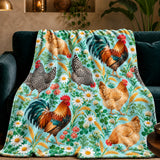 Summer Aqua Chicken Fleece Throw Blanket