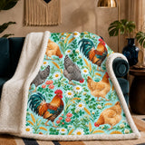 Summer Aqua Chicken Sherpa Blanket
