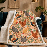 Whimsical Contour Chicken Sherpa Blanket