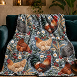 Winter Garden Chicken Fleece Throw Blanket