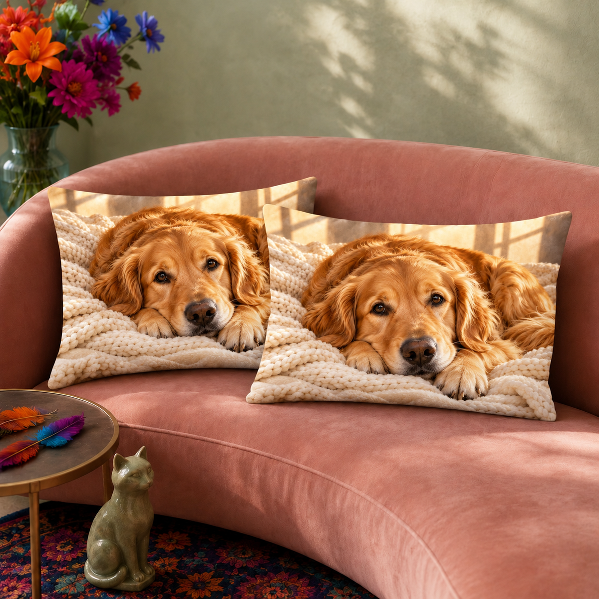 Cozy Golden Retriever Portrait pillowcase set