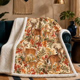 Autumn Copper Deer Sherpa Blanket