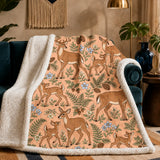 Whimsical Contour Deer Sherpa Blanket