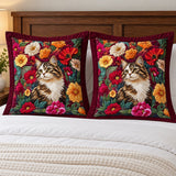 Garden Bloom Tabby Cat Pillow Sham Set