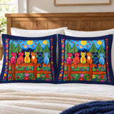 Garden Fence Cats Pillow Sham Set