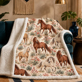 Desert Bloom Horse Sherpa Blanket