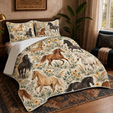 Sage Ink Wash Horse Quilt Set