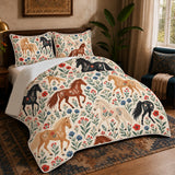 Scandinavian Folk Horse Quilt Set