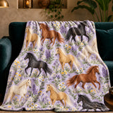 Spring Lilac Horse Fleece Throw Blanket