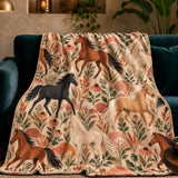 Terracotta Modern Horse Fleece Throw Blanket