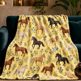 Tiny Ditsy Horse Fleece Throw Blanket