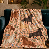 Whimsical Contour Horse Fleece Throw Blanket