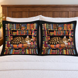 Library Nap Tabby Cat Pillow Sham Set