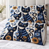 Navy Daisy Cats Pillowcase Set