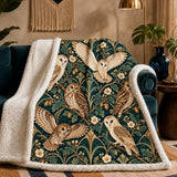 Art Deco Owl Sherpa Blanket