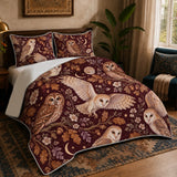 Burgundy Night Owl Quilt Set