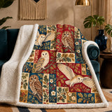Heirloom Patchwork Owl Sherpa Blanket