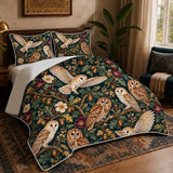 Jewel Botanical Owl Quilt Set