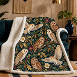 Jewel Botanical Owl Sherpa Blanket