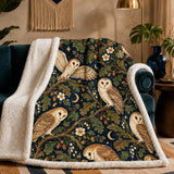 Midnight Oak Owl Sherpa Blanket