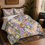 Spring Lilac Owl Quilt Set