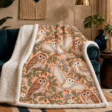 Whimsical Contour Owl Sherpa Blanket