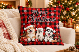 Matching Merry Christmas Plaid Pet pillowcase set