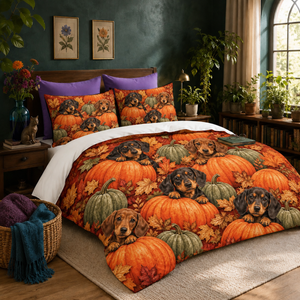Pumpkin Patch Dachshund Duvet Cover Set