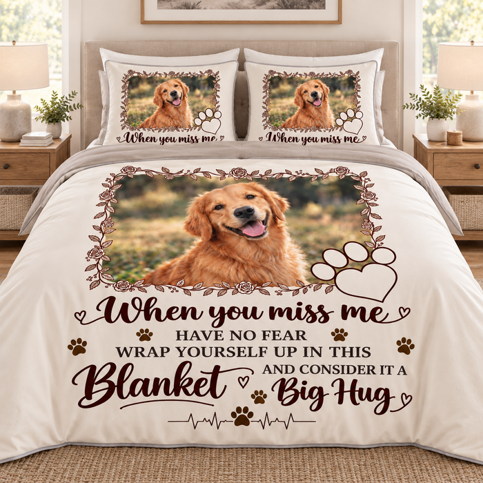 PawMoM matching personalised quilt set in a bedroom
