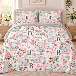 Matching Kittens & Florals Nursery quilt set
