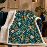 Art Deco Sea Turtle Sherpa Blanket