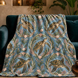 Botanical Medallions Sea Turtle Fleece Throw Blanket