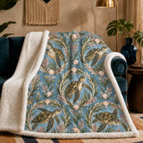 Botanical Medallions Sea Turtle Sherpa Blanket