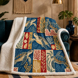 Heirloom Patchwork Sea Turtle Sherpa Blanket