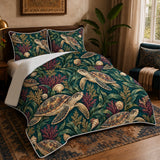Jewel Botanical Sea Turtle Quilt Set