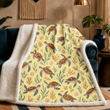 Tiny Ditsy Sea Turtle Sherpa Blanket