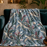 Winter Garden Sea Turtle Fleece Throw Blanket
