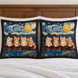 Starry Night Ginger Kittens Pillow Sham Set